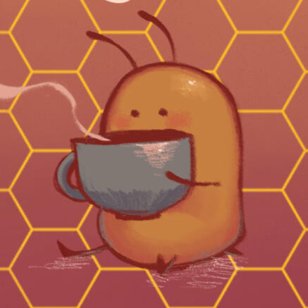 a little bee drinking tea.